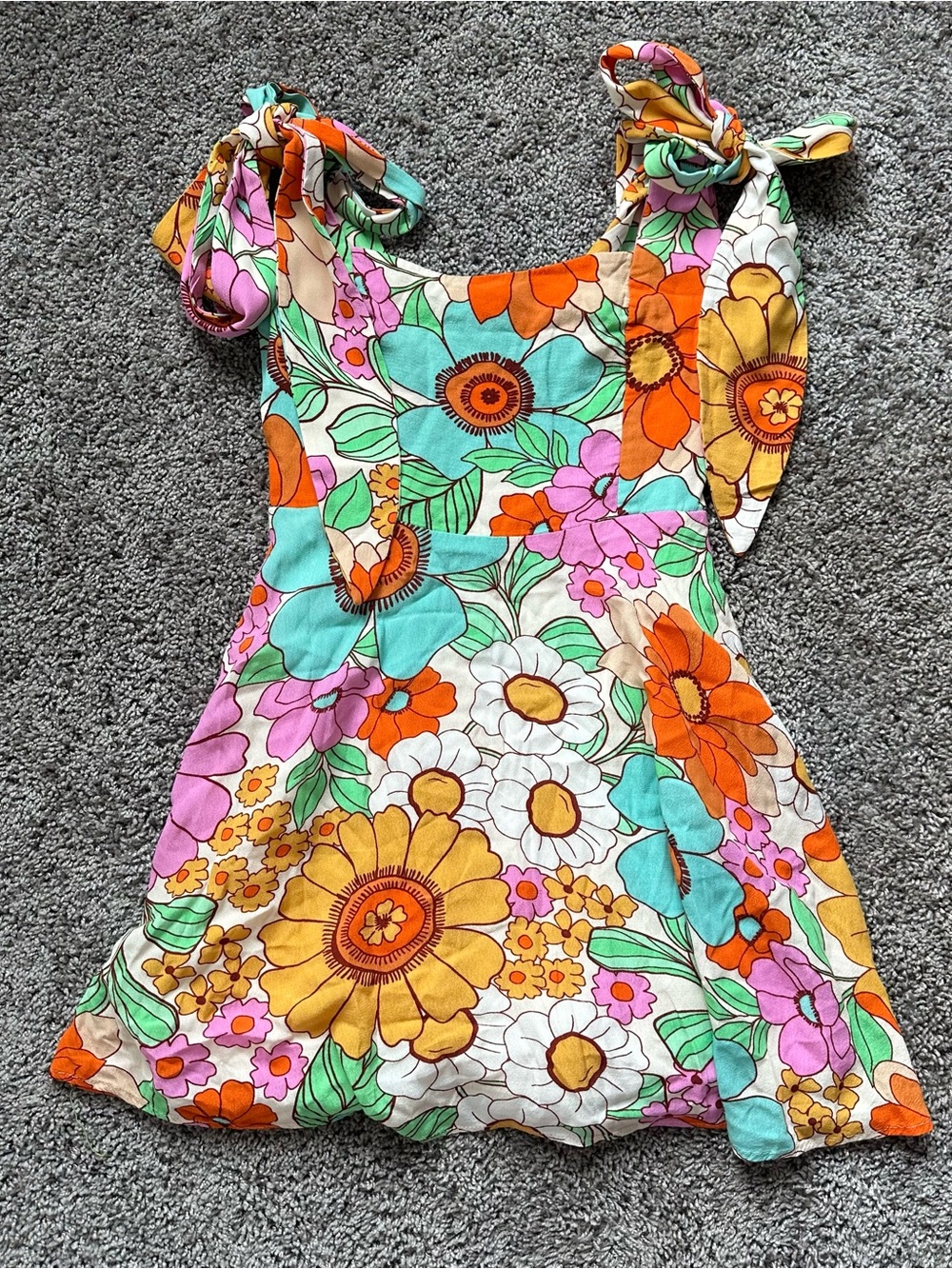 Girls Floral Tie-Shoulder Sundress - Multi Color